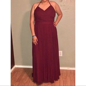 Bridesmaid Dress | Wine | Chiffon pleated dress